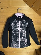 Free Country girls softshell hooded jacket girls size 10/12 black pink floral