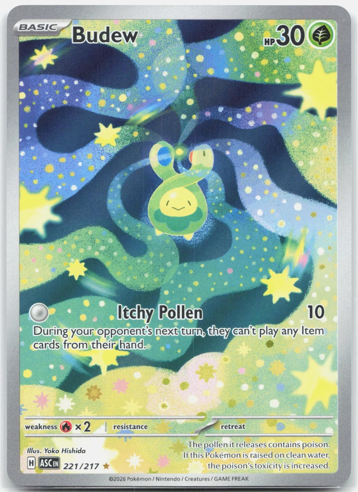 Budew 221/217 Illustration Rare Ascended Heroes Pokemon Near Mint