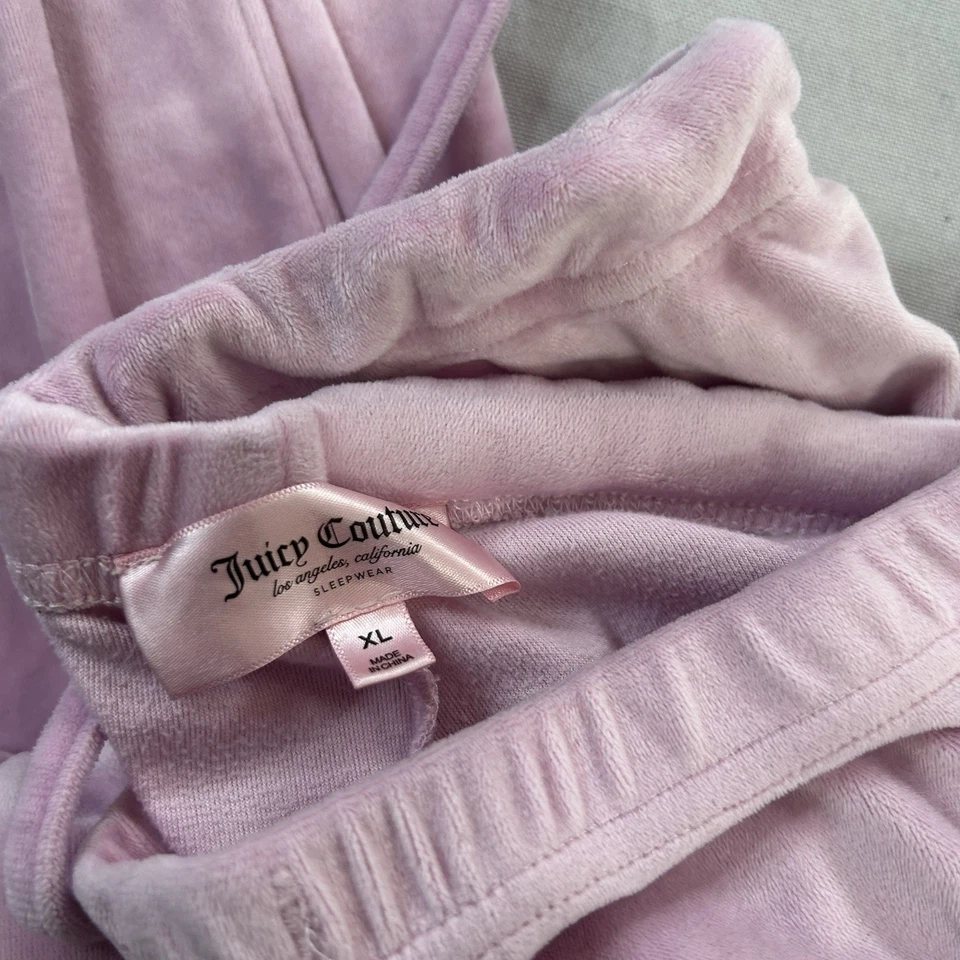 Calça lounge feminina Juicy Couture tamanho XL rosa pull on lã logotipo roupa de dormir - Imagem 4 de 4