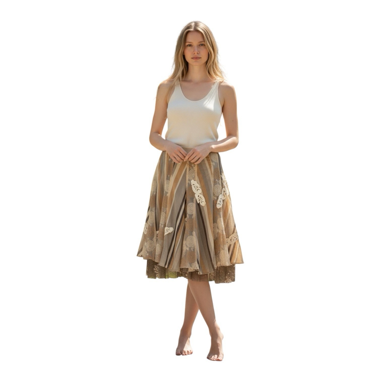 Pietro Romanenko layered skirt floral patterns and lace appliques