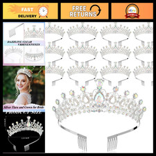 12 Pcs Crystal Tiara Set, Princess Crowns with Combs for Girls' Dress-Up Parties