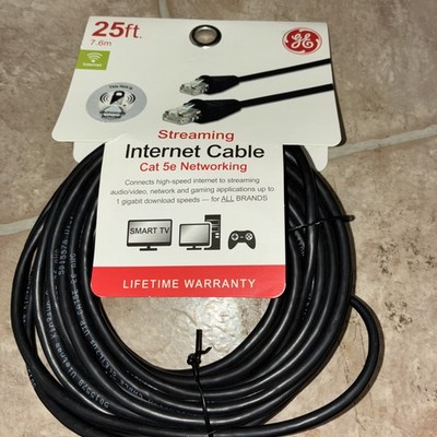 GE Cat5E Ethernet Cable, 25ft Ethernet Cable, Up to 100Mbps, Rated 100 Mhz, UTP,