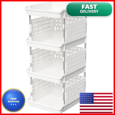 Lifewit Plastic Stackable Storage Baskets 4 Tier Stacking Bins For Food And