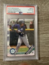 2019 Bowman Prospects Julio Rodriguez 1st RC rookie card PSA 10 GEM Mariners. rookie card picture