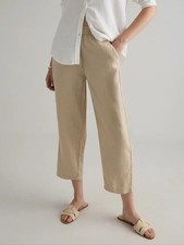 Quince 100% European Linen Cropped Wide Leg Pants Driftwood Tan XL