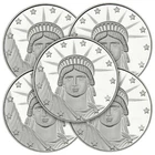 Lot of 5 - 1 Troy oz Lady Liberty  .999 Fine Round