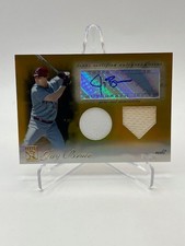 2009 TOPPS TRIBUTE JAY BRUCE AUTO DUAL GU JERSEY GOLD #D 24/25 SP REDS
