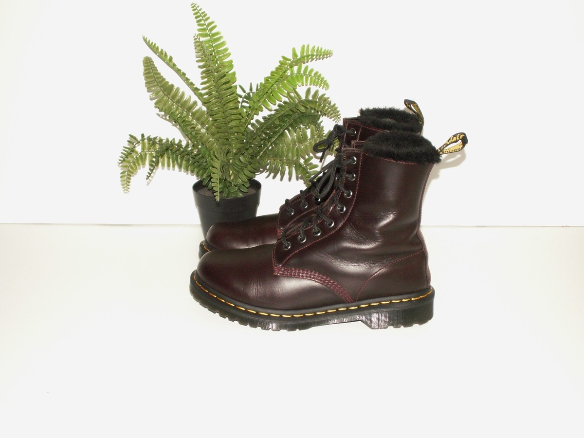 Martens 1460 SERENA fur lined leather boots oxblood uk eu 42