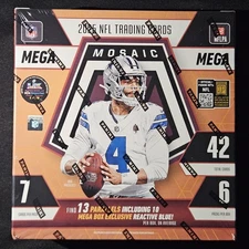 2025 Panini Mosaic Football NFL Mega Box – 42 Cards, Reactive Blue Parallels 🏉