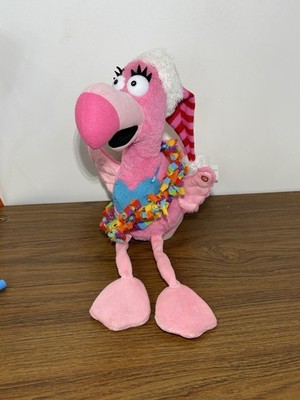Gemmy Animated Singing Christmas Pink Flamingo 5 O'Clock Somewhere/Jingle Bells