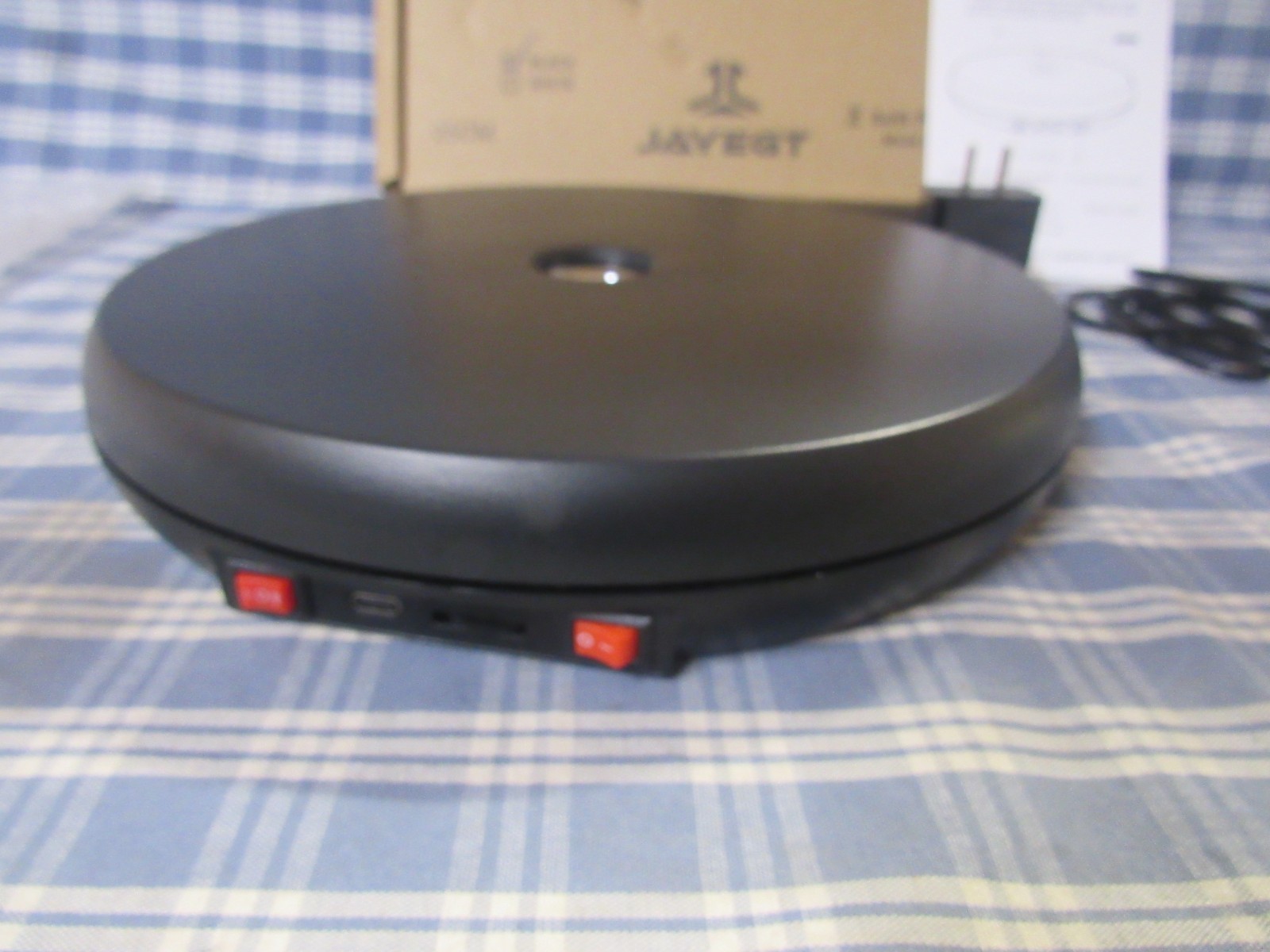 JAYEGT Motorized Rotating Display Stand with LED Light 10 Inch /55Lbs FREE SHIP.