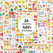 Planner Stickers 26 Pages, 1500 Stickers for Scrapbooking and Journaling