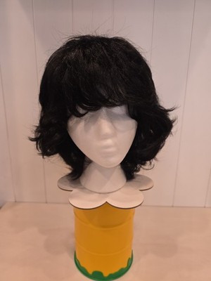 Short Black Wavy Layered Bob With Bangs Black Synthetic Wig