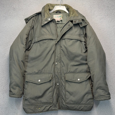 Field & Stream Jacket Mens Large Green Down Insulated Hooded Gordon Ferguson
