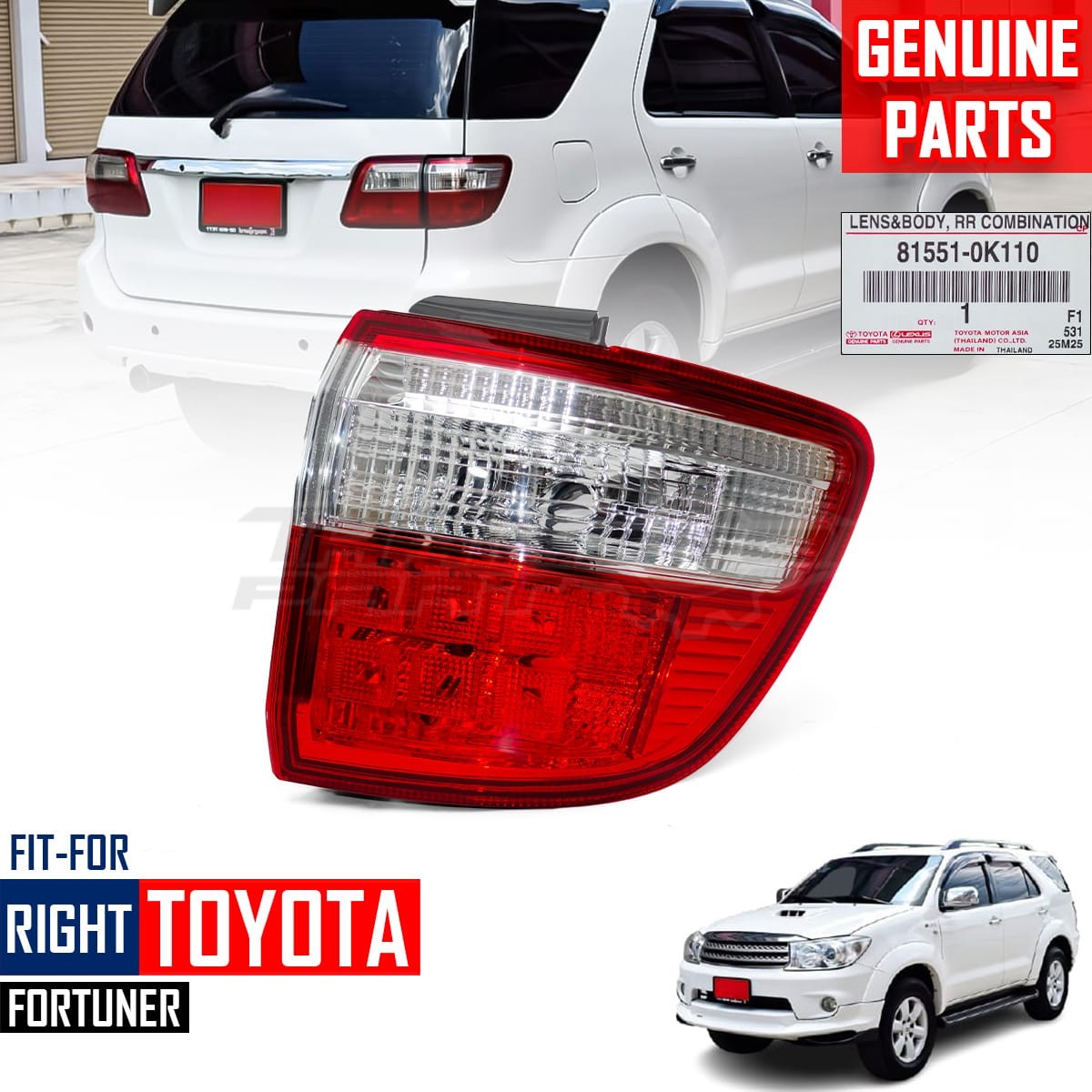 815510K110 Genuine Toyota Lens Rear Combination Lamp RH 81551