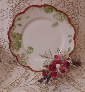 Haviland Limoges Dinner Plate Sch 65A Star Blank Gold Dropped Green Rose 9 5/8"