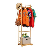 KleiderstäNder GarderobenstäNder Kleiderstange Flur-Garderobe Haken Bambus