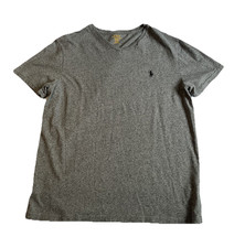 Polo Ralph Lauren Men s M Gray V-Neck Short Sleeve Logo Solid T-Shirt