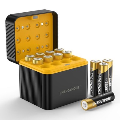 3600mWh 1.5V 12 Pack Rechargeable Lithium AA Batteries with Fast Charger Box