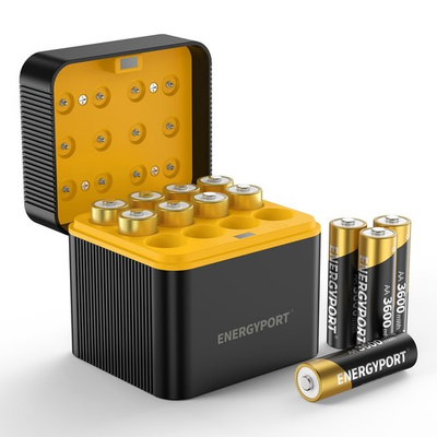 #ad 3600mWh 1.5V 12 Pack Rechargeable Lithium AA Batteries with Fast Charger Box $29.59