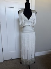 Herve Leger White Fringe Dress Size XS $1790