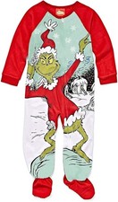 The Grinch Toddler Boy's Girl's Christmas Holiday Fleece Footed Pajama Sleeper