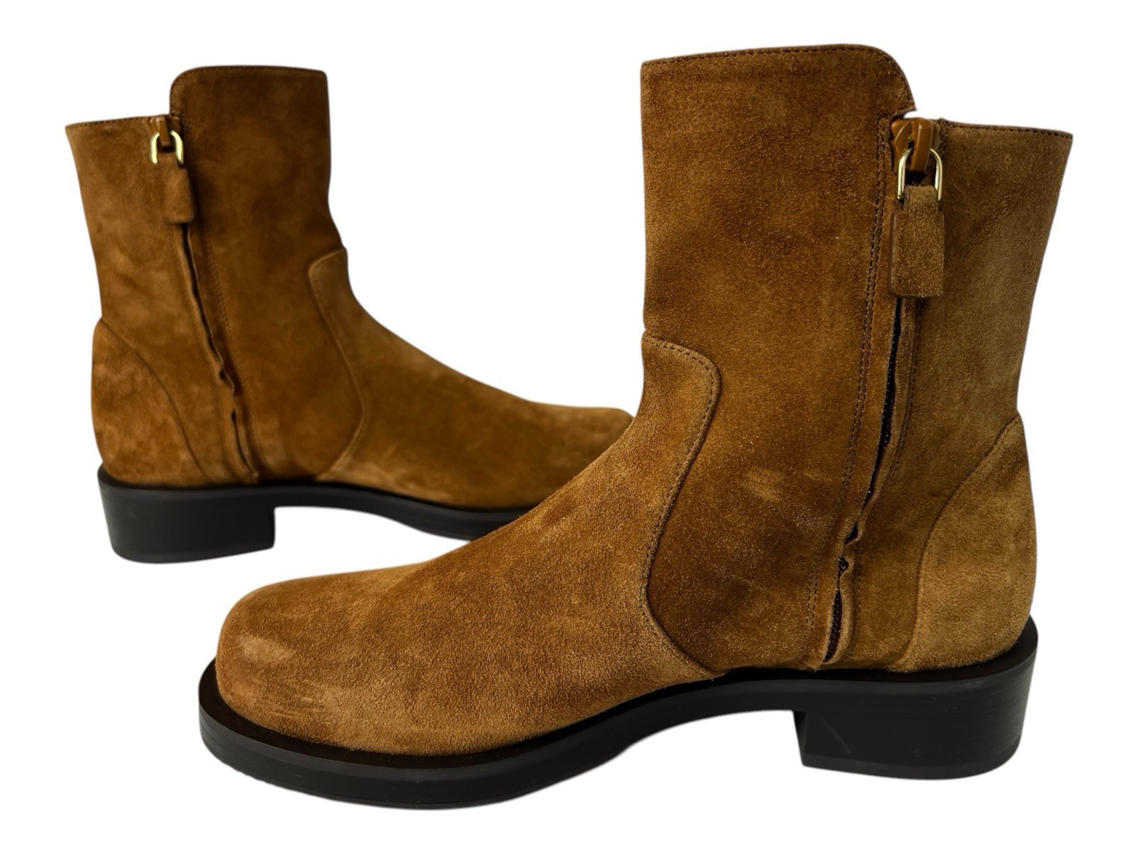 STUART WEITZMAN 5050 Bold Suede Zip Booties In Doe Tan $595 New Size 7