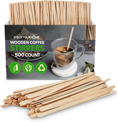 500 Count Wooden Coffee Stir Sticks, Bulk Wood Stirrers for Coffee and Tea, Disp