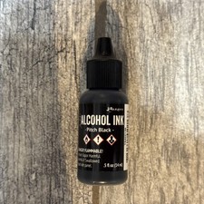 Ranger, Tim Holtz, Alcohol Ink, Pitch Black Alcohol Ink, .5 fl oz, Jet Black Ink