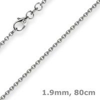 1,9Mm Rund-Ankerkette 750 Gold WeißGold Kette Collier Halskette, 80Cm, Goldkette