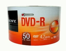 Sony Blank Recordable DVD-R DVDR 4.7GB 16X 50 Pack Logo Branded – AccuCORE Discs