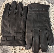 Mens Black Soft Leather Gloves 40 Gram Thinsulate Insulation Fleece Lined Large