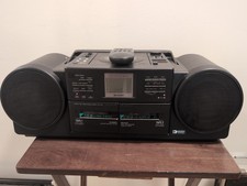 Sharp QT-77CD CD-S77 Portable CD/2 Tape Stereo System W/Power Cord Remote