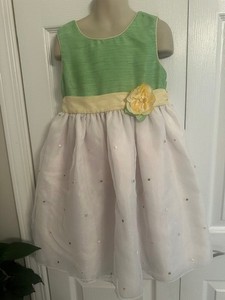 Perfectly Dresses Size 6x  Girls Green/White Sleeveless Summer Dress