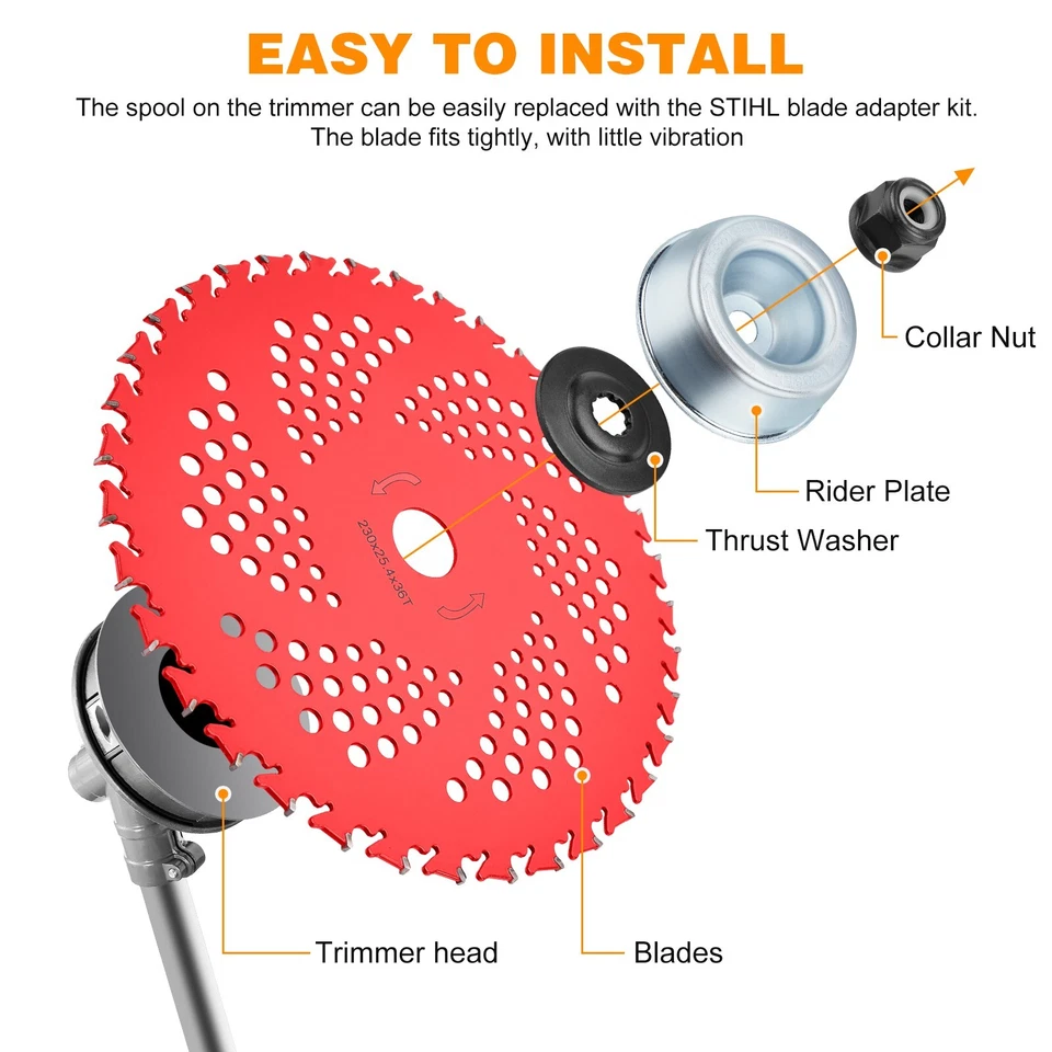 2 Pack 9"x36T Carbide Tip Brush Cutter Blades Weed Eater Blades for Brush Cutter - Image 4 of 4