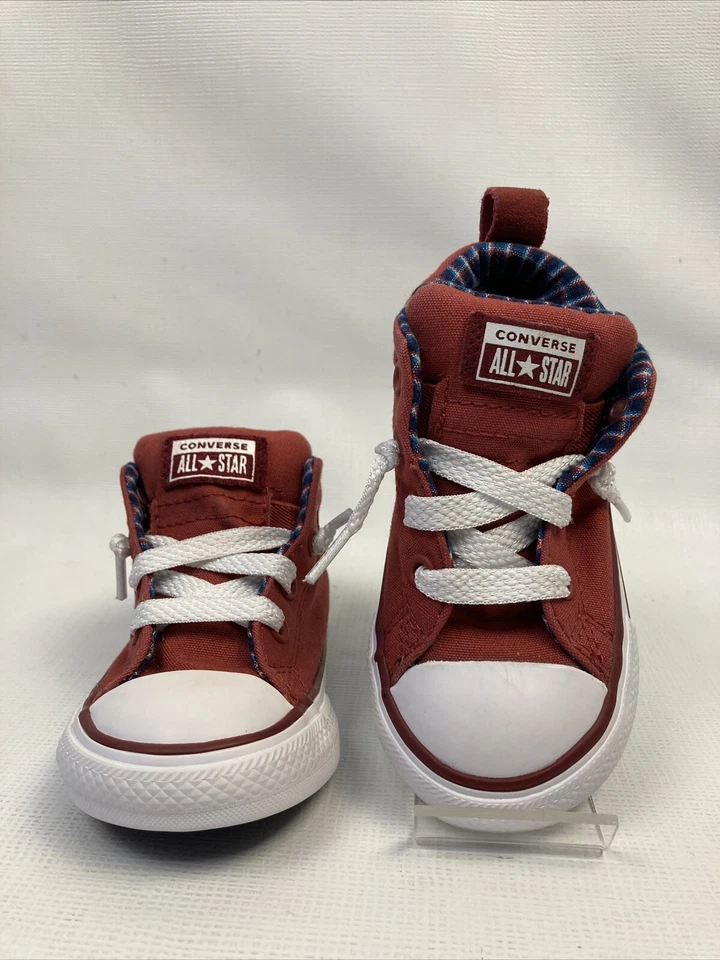 CONVERSE ALL STAR Rojo y Cuadros Hi Top Niño Pequeño Talla 6 Usado en Excelente Condición Foto 2 de 4