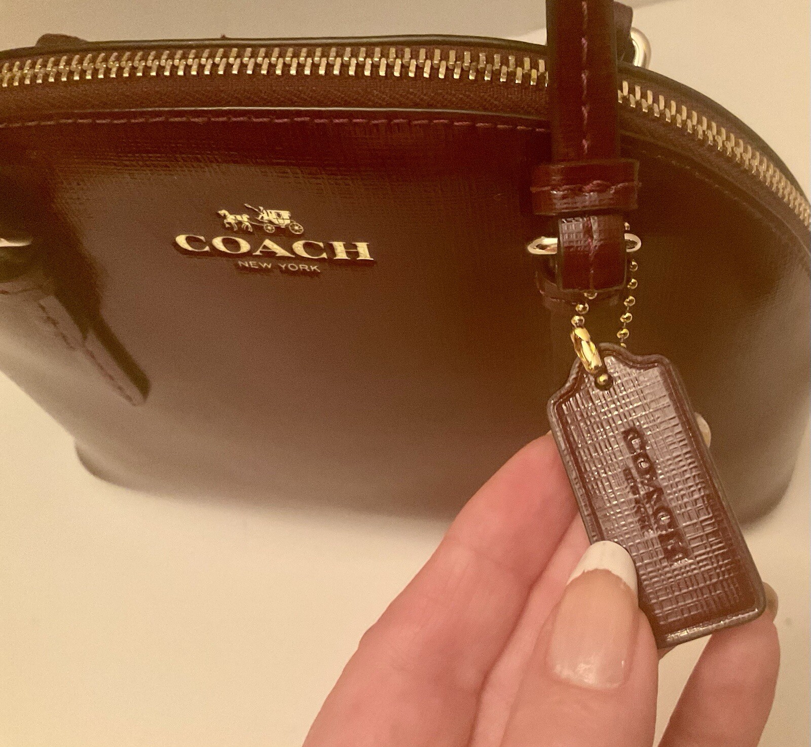 Coach PEYTON Mini Cora Domed Satchel Handbag With Coin Purse - Burgundy Leather image 4