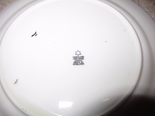 Star Paragon 7" bread plate, lavender diamond pink rose black stripes, Art Deco - Picture 4 of 12