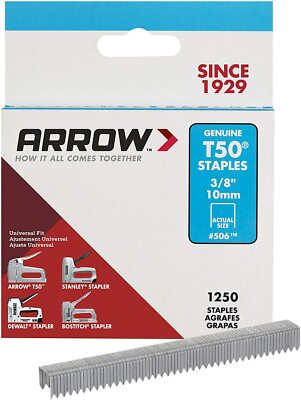 50624 Arrow Fastener  3/8'' (10mm) T50 Staples ( Steel ) 1,250 Pack 
