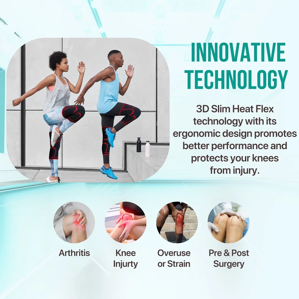 ▶2 PACK Compression KNEE BRACE for Knee Pain Relief, Men & Women, ACL, Arthritis - Image 3 of 4