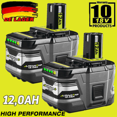 2X 18V 12,0Ah Ersatzakku für RYOBI Plus Lithium RB18L50 P109 P108 P104 Batterie