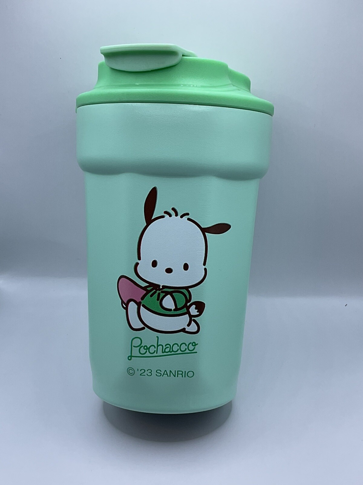 Pochacco Coffee Travel Tumbler Cup Flip Lid Wrist Strap Portable Drinkware
