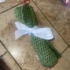 Handmade Set of 2 Crochet Cotton Dish/Wash Cloths 10 x9.5 - Green