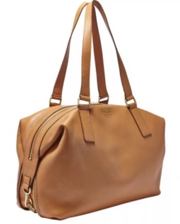 New Original Fossil Preston Satchel Camel Leather Large Hand Bag ZB6605235 249