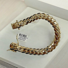 Real 14k Solid Yellow Gold Miami Men's Cuban Curb Link Bracelet 8.5" Heavy 12mm