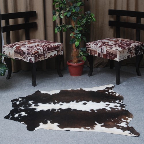 Exótico Alfombra Marrón Oscuro Blanco Real Cuero Mediano Piel Vaca Rugs - Imagen 6 de 9