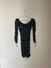 Zara Women's Printed Off-the-Shoulder Ruched Dress Size Black Multi Size XSMALL