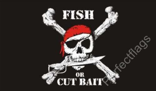 FISH PIRATE FLAG - SKULL AND PIRATE FLAGS - Size 5x3 Feet - Picture 1 of 1