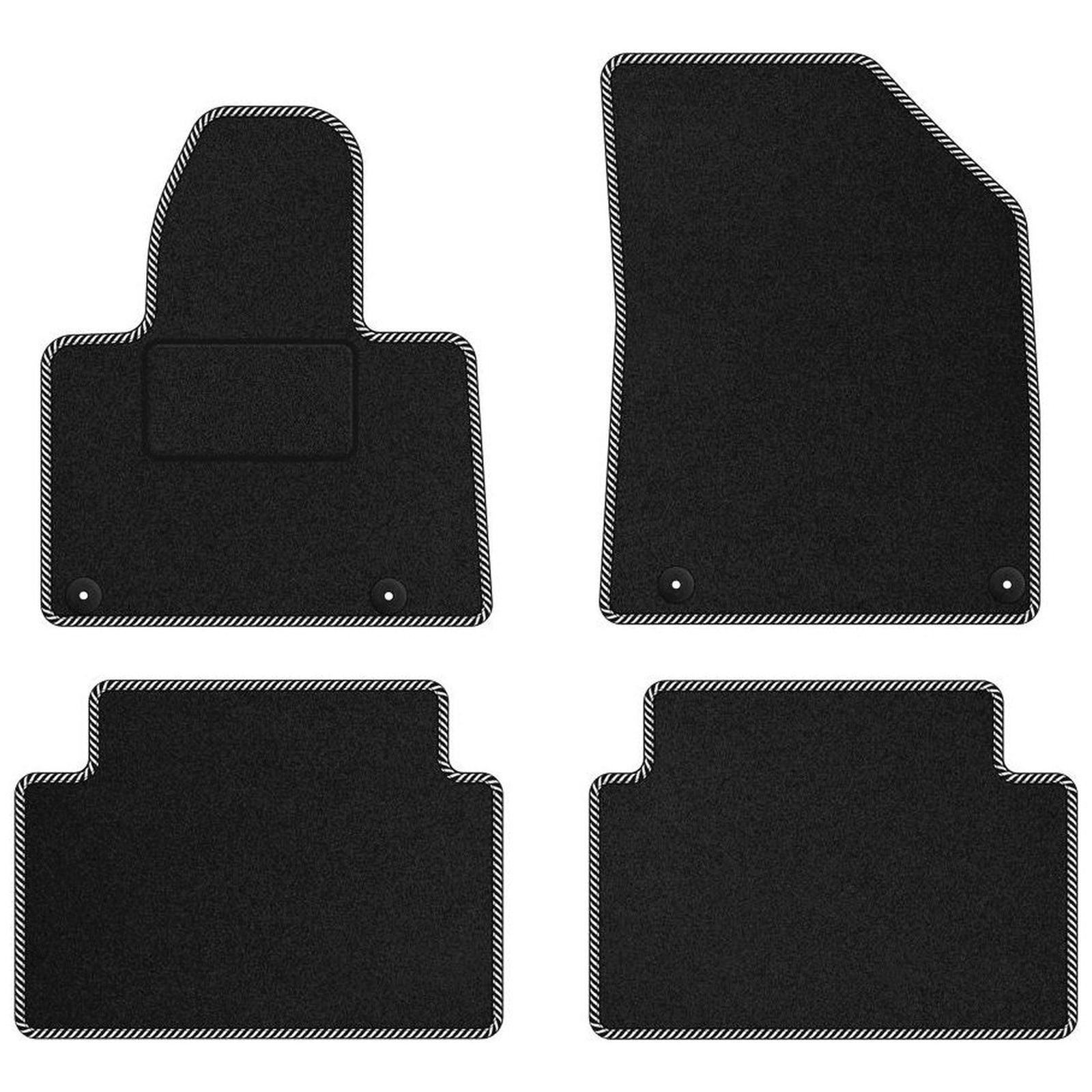 Tapis de sol Citroen C5 II en velours moquette noir STREAK Blanc pour modèles 2008 à 2017