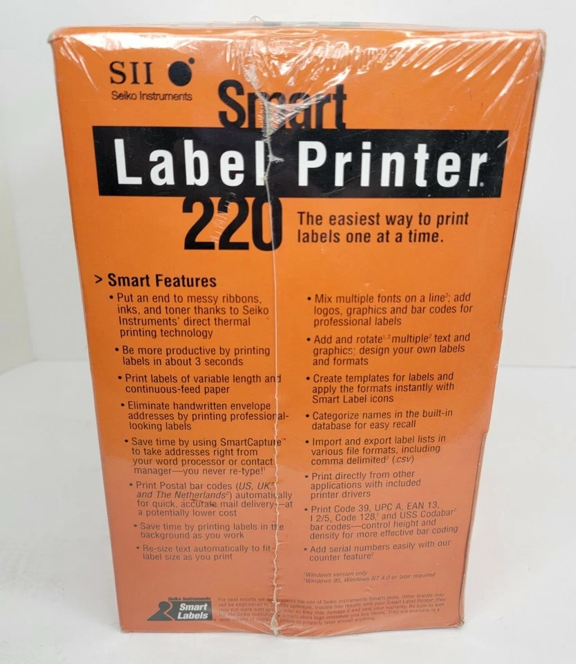 Seiko Instruments SII 220 Smart Thermal Label Printer SLP-220 New Old Stock 1997 - Image 4 of 4